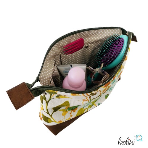 Große Kosmetiktasche | Kulturbeutel mit vielen Fächern WIESE | Handarbeit von Leolini  - 5