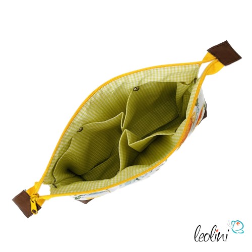 Große Kosmetiktasche | Kulturbeutel mit vielen Fächern SONNENBLUMEN | Handarbeit von Leolini  - 4