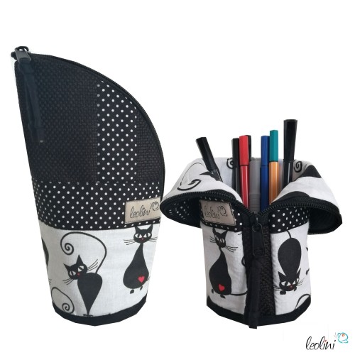 Stehende Stiftetasche Leo | Katzen Federpennal crazy cats personalisierbar Leolini - 1