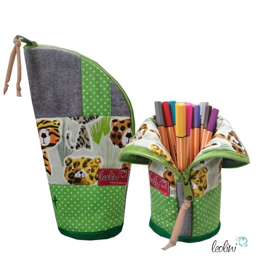 Stehende Stiftetasche Leo | Federpennal mit Tiger personalisierbar mit Name Leolini - 1
