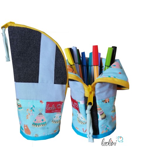 Stehende Stiftetasche Leo| Federpennal Tipi personalisierbar mit Name Leolini - 1