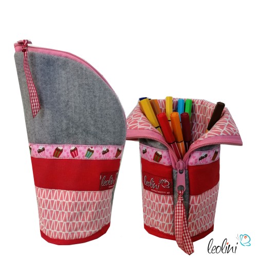 Stehende Stiftetasche Leo | Federpennal Cupcake rosa personalisierbar Leolini - 1