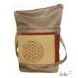 Foldover Tasche mit BLUME DES LEBENS Stickerei beige gold und ROST | mit Außenfach Leolini - 2