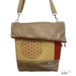 Foldover Tasche mit BLUME DES LEBENS Stickerei beige gold und ROST | mit Außenfach Leolini - 6
