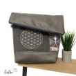 Foldover Tasche mit BLUME DES LEBENS Stickerei grau GRAFIKMUSTER | mit Außenfach Leolini - 2