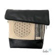 Foldover Tasche mit Blume des Lebens Stickerei mit Edelornamenten in schwarz | mit Außenfach Leolini - 1