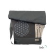 Foldover Tasche mit Blume des Lebens Stickerei mit Pusteblume | Grau | mit Außenfach Leolini - 1