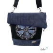 Foldover Tasche aus CORD mit Pusteblume Stickerei |Cordtasche in Jeansblau | mit Außenfach Leolini - 2