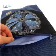 Foldover Tasche aus CORD mit Pusteblume Stickerei |Cordtasche in Jeansblau | mit Außenfach Leolini - 5