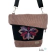 Foldover Tasche aus CORD mit Blumen Stickerei | Cordtasche in Helle Mauve | mit Außenfach Leolini - 4