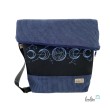 Foldover Tasche aus CORD mit MONDPHASEN Stickerei | Cordtasche in Jeansblau | mit Außenfach Leolini - 1