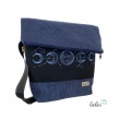 Foldover Tasche aus CORD mit MONDPHASEN Stickerei | Cordtasche in Jeansblau | mit Außenfach Leolini - 3