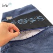 Foldover Tasche aus CORD mit MONDPHASEN Stickerei | Cordtasche in Jeansblau | mit Außenfach Leolini - 5