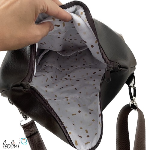 Foldover Tasche mit Pusteblumen Stickerei | Mokka | mit Außenfach Leolini - 4