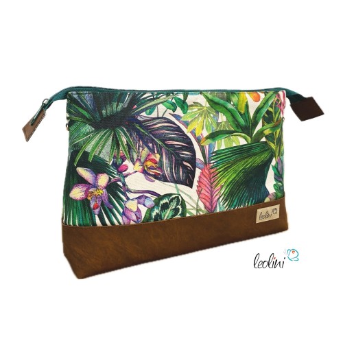 Große Kosmetiktasche | Kulturbeutel mit vielen Fächern ORCHIDEEN | Handarbeit von Leolini  - 1