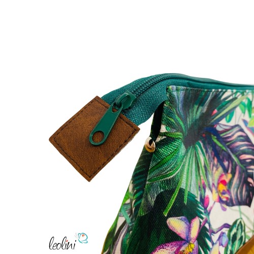 Große Kosmetiktasche | Kulturbeutel mit vielen Fächern ORCHIDEEN | Handarbeit von Leolini  - 4