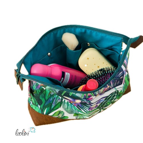 Große Kosmetiktasche | Kulturbeutel mit vielen Fächern ORCHIDEEN | Handarbeit von Leolini  - 6