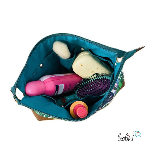 Große Kosmetiktasche | Kulturbeutel mit vielen Fächern ORCHIDEEN | Handarbeit von Leolini  - 7