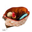 Große Kosmetiktasche | Kulturbeutel mit vielen Fächern GRAFIK ORANGE | Handarbeit von Leolini  - 2