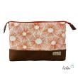 Große Kosmetiktasche | Kulturbeutel mit vielen Fächern GRAFIK ORANGE | Handarbeit von Leolini  - 6
