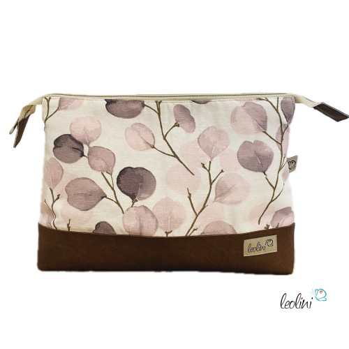 Große Kosmetiktasche | Kulturbeutel mit vielen Fächern EUKALYPTUS LAVENDEL | Handarbeit von Leolini  - 5