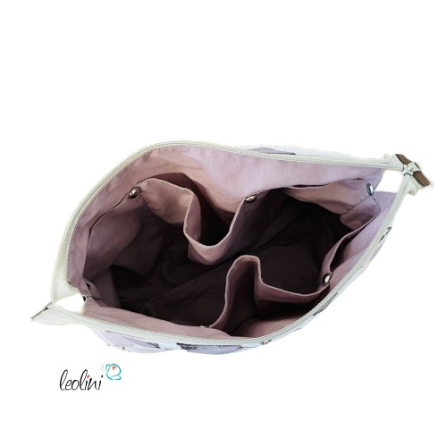 Große Kosmetiktasche | Kulturbeutel mit vielen Fächern EUKALYPTUS LAVENDEL | Handarbeit von Leolini  - 7