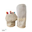 Stehende Stiftetasche Leo | Federpennal Federmäppchen GÄNSEBLÜMCHEN und SPITZENBORTE | personalisierbar mit Namen Leolini - 7
