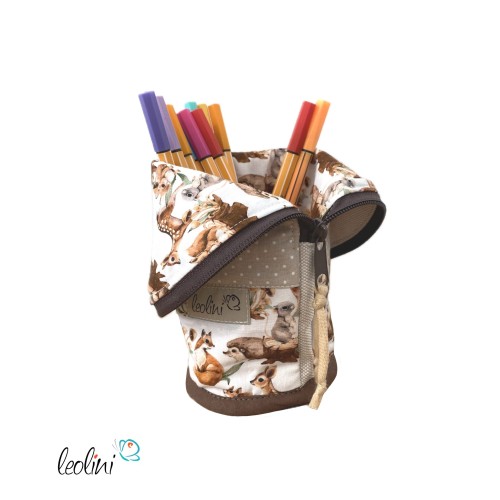 Stehende Stiftetasche Leo | Federpennal Federmäppchen REHE FUCHS HASE | personalisierbar mit Namen Leolini - 7