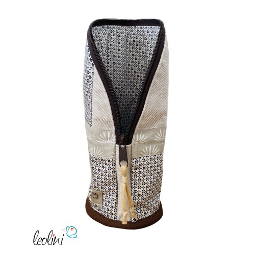 Stehende Stiftetasche Leo | Federpennal Federmäppchen BEIGE ORNAMENTE | personalisierbar mit Namen Leolini - 4