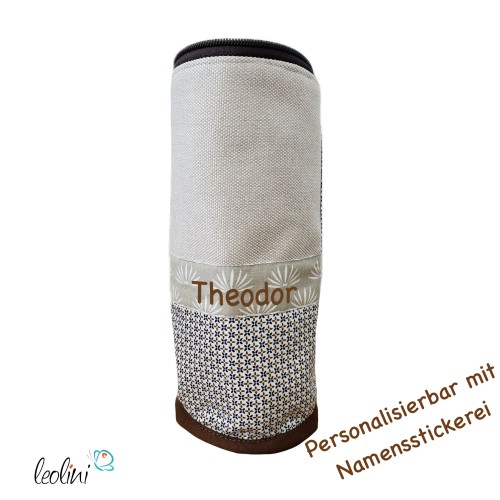 Stehende Stiftetasche Leo | Federpennal Federmäppchen BEIGE ORNAMENTE | personalisierbar mit Namen Leolini - 3