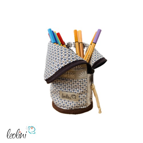 Stehende Stiftetasche Leo | Federpennal Federmäppchen BEIGE ORNAMENTE | personalisierbar mit Namen Leolini - 6