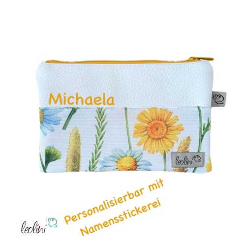 Mäppchen | Allzwecktasche | Schminktasche PERSONALISIERBAR | SONNENBLUME | Zipptasche Leolini - 2