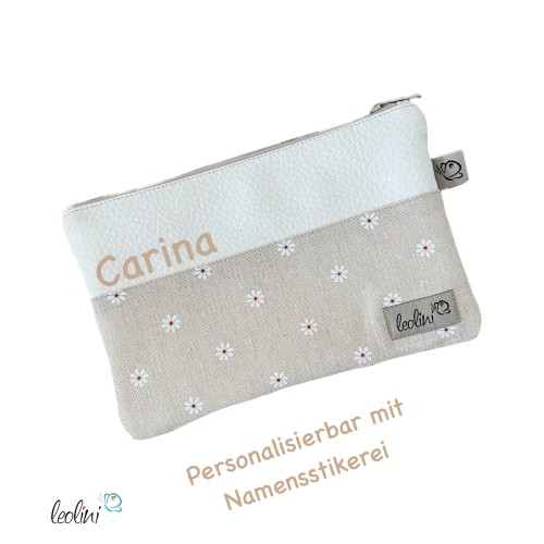 Mäppchen | Allzwecktasche | Schminktasche PERSONALISIERBAR | GÄNSEBLÜMCHEN | Zipptasche Leolini - 2