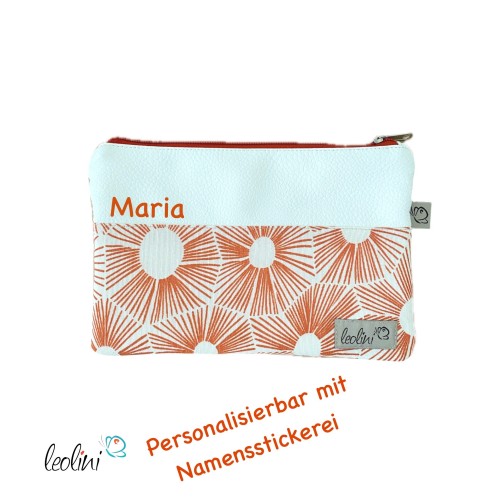 Mäppchen | Allzwecktasche | Schminktasche PERSONALISIERBAR | GRAFIK ORANGE | Zipptasche Leolini - 2
