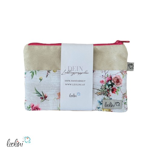 Mäppchen | Allzwecktasche | Schminktasche PERSONALISIERBAR | Blumen und Schmetterlinge | Zipptasche Leolini - 1