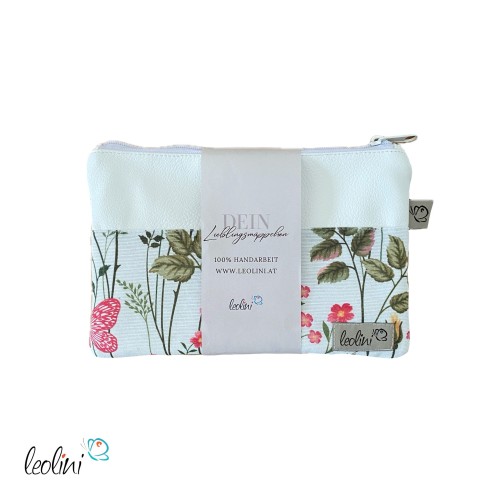 Mäppchen Allzwecktasche | Schminktasche PERSONALISIERBAR | Blumen pink | Zipptasche Leolini - 1