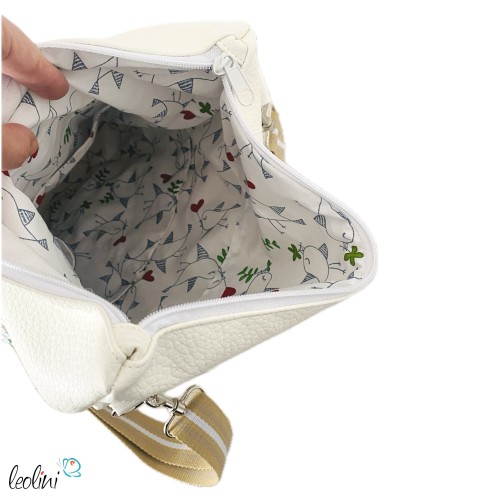 Foldover Tasche mit Vogerl Stickerei in weiß | mit Außenfach Leolini - 6
