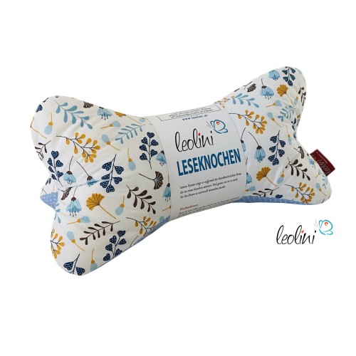Leseknochen personalisierbar STREUBLUMEN BLAU | Nackenkissen | handgemacht Leolini - 5