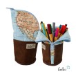 Stehende Stiftetasche Leo | Federpennal Schminktasche WELT | Lederimitat Leolini - 1