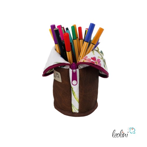 Stehende Stiftetasche Leo | Federpennal Schminktasche WIESENBLUMEN | Lederimitat Leolini - 9