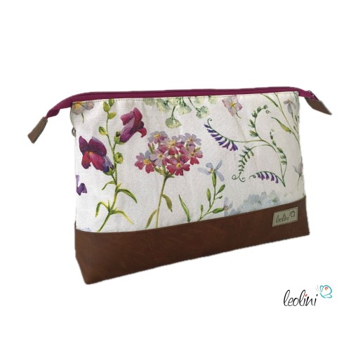 Große Kosmetiktasche | Kulturbeutel mit vielen Fächern WIESENBLUMEN | Handarbeit von Leolini Leolini - 4