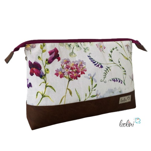 Große Kosmetiktasche | Kulturbeutel mit vielen Fächern WIESENBLUMEN | Handarbeit von Leolini Leolini - 1