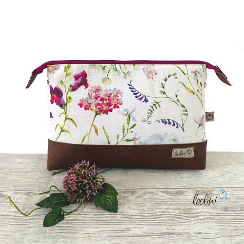 Große Kosmetiktasche | Kulturbeutel mit vielen Fächern WIESENBLUMEN | Handarbeit von Leolini Leolini - 6