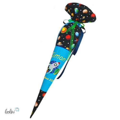 Schultüte WELTALL aus Stoff | Personalisierung mit Name | mit Innenkissen Leolini - 1