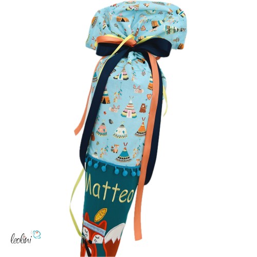 Schultüte FUCHS INDIANER aus Stoff | Personalisierung mit Name | mit Innenkissen Leolini - 3