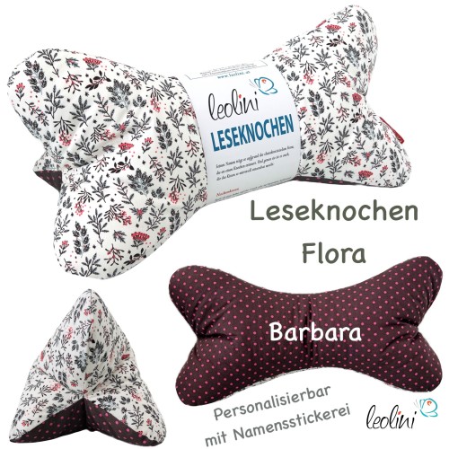 Leseknochen personalisierbar FLORA | Nackenkissen | handgemacht Leolini - 6