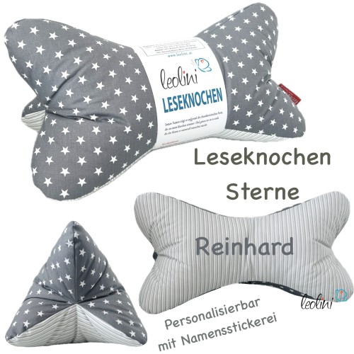 Leseknochen personalisierbar STERNE | Nackenkissen | handgemacht Leolini - 5