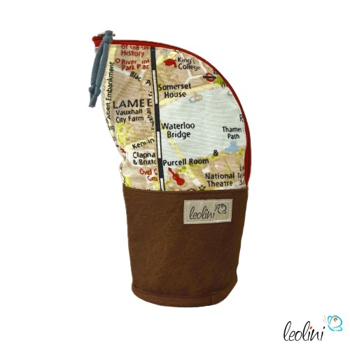 Stehende Stiftetasche Leo | Federpennal Schminktasche CITY MAP | Lederimitat Leolini - 2