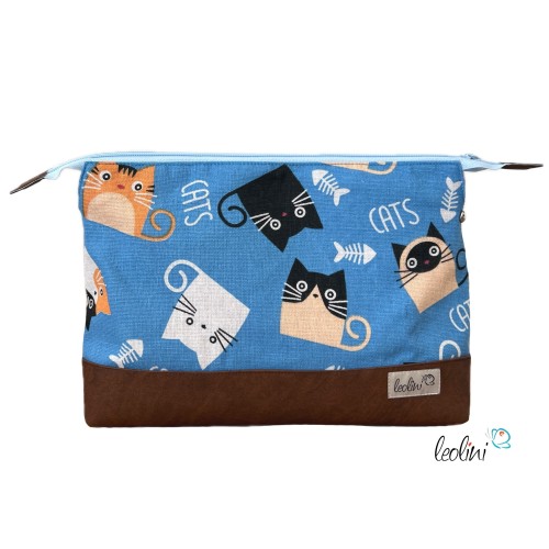 Große Kosmetiktasche | Kulturbeutel mit vielen Fächern CATS | Handarbeit von Leolini Leolini - 1