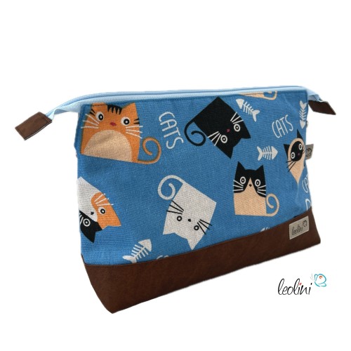 Große Kosmetiktasche | Kulturbeutel mit vielen Fächern CATS | Handarbeit von Leolini Leolini - 3
